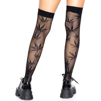 420 Cannabis Pot Leaf Thigh Highs